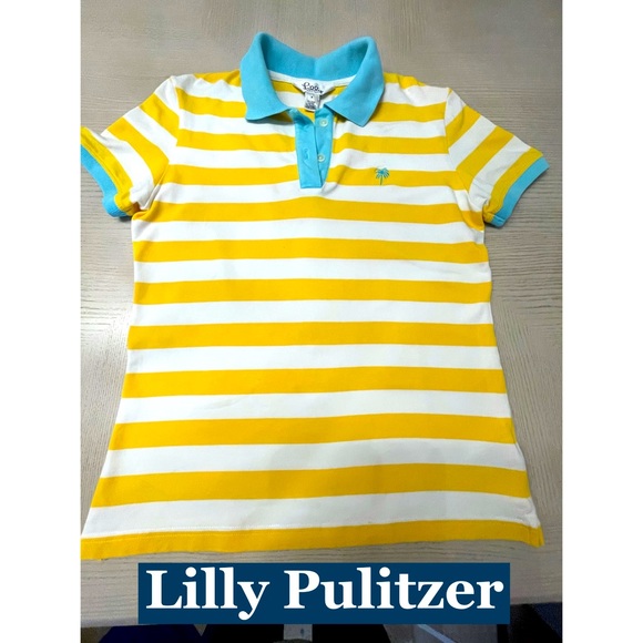 Lilly Pulitzer Striped Cotton Polo Style Top Sz Sm - Picture 1 of 7